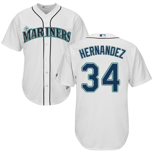 Men's Majestic Seattle Mariners #34 Felix Hernandez Replica White Home Cool Base MLB Jersey