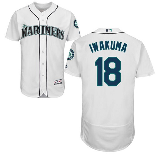 Men's Majestic Seattle Mariners #18 Hisashi Iwakuma Authentic White Home Cool Base MLB Jersey