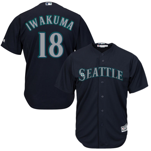 Men's Majestic Seattle Mariners #18 Hisashi Iwakuma Replica Navy Blue Alternate 2 Cool Base MLB Jersey
