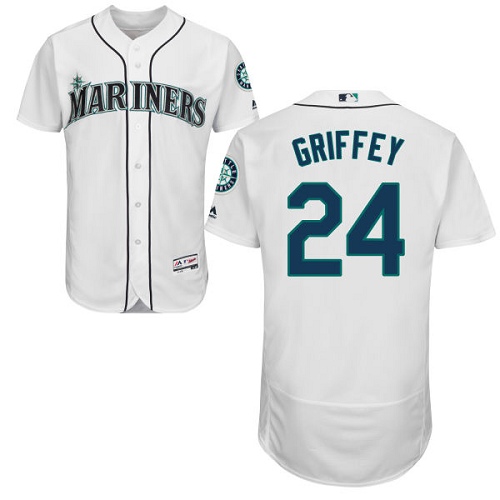 Men's Majestic Seattle Mariners #24 Ken Griffey Authentic White Home Cool Base MLB Jersey