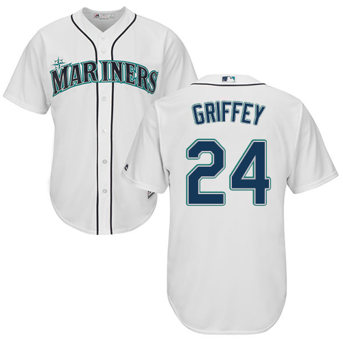 Men's Majestic Seattle Mariners #24 Ken Griffey Replica White Home Cool Base MLB Jersey