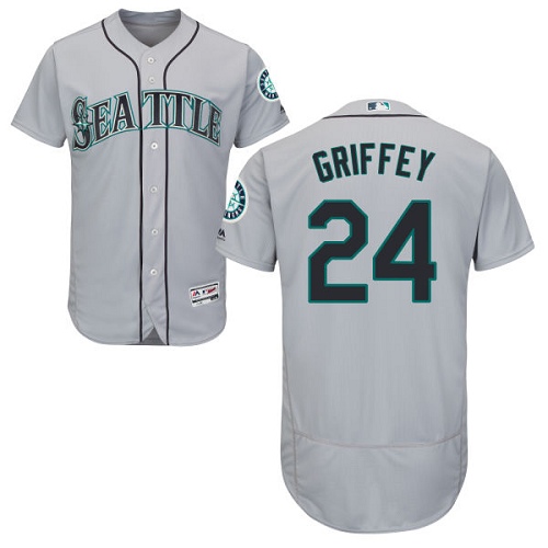 Men's Majestic Seattle Mariners #24 Ken Griffey Authentic Grey Road Cool Base MLB Jersey