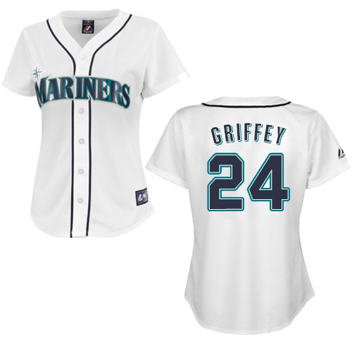 Women's Majestic Seattle Mariners #24 Ken Griffey Replica White MLB Jersey