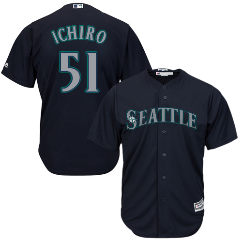 Men's Majestic Seattle Mariners #51 Ichiro Suzuki Replica Navy Blue Alternate 2 Cool Base MLB Jersey