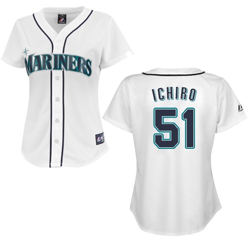 Women's Majestic Seattle Mariners #51 Ichiro Suzuki Authentic White MLB Jersey