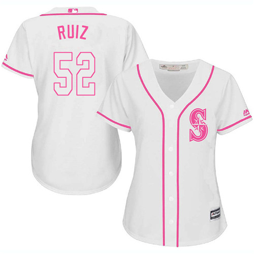 Women's Majestic Seattle Mariners #52 Carlos Ruiz Authentic White Fashion Cool Base MLB Jersey