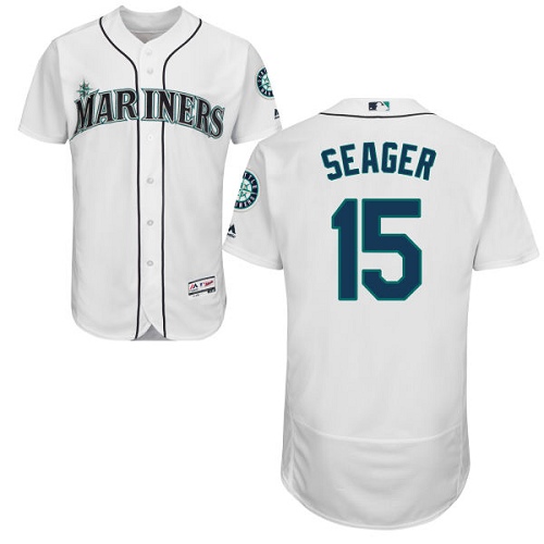 Men's Majestic Seattle Mariners #15 Kyle Seager Authentic White Home Cool Base MLB Jersey