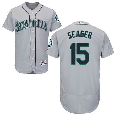 Men's Majestic Seattle Mariners #15 Kyle Seager Authentic Grey Road Cool Base MLB Jersey