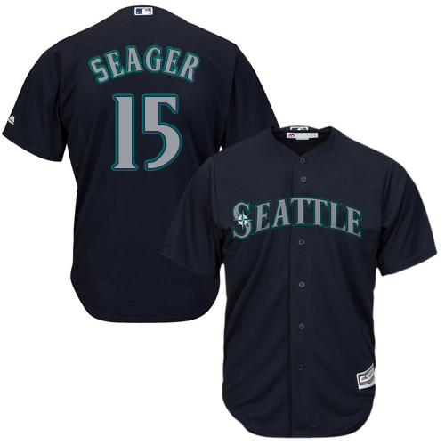 Men's Majestic Seattle Mariners #15 Kyle Seager Replica Navy Blue Alternate 2 Cool Base MLB Jersey