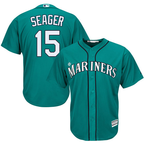 Men's Majestic Seattle Mariners #15 Kyle Seager Replica Teal Green Alternate Cool Base MLB Jersey
