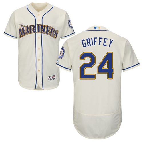Men's Majestic Seattle Mariners #24 Ken Griffey Cream Flexbase Authentic Collection MLB Jersey