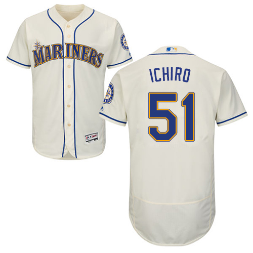 Men's Majestic Seattle Mariners #51 Ichiro Suzuki Cream Flexbase Authentic Collection MLB Jersey