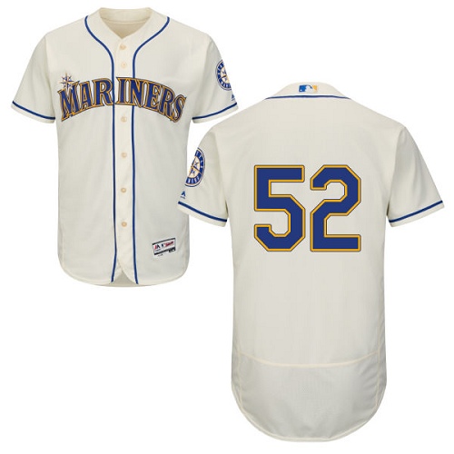 Men's Majestic Seattle Mariners #52 Carlos Ruiz Cream Flexbase Authentic Collection MLB Jersey