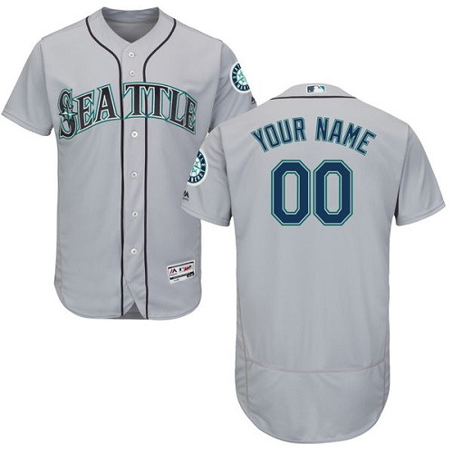 Men's Majestic Seattle Mariners Customized Grey Flexbase Authentic Collection MLB Jersey