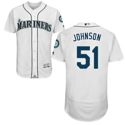 Men's Majestic Seattle Mariners #51 Randy Johnson Authentic White Home Cool Base MLB Jersey