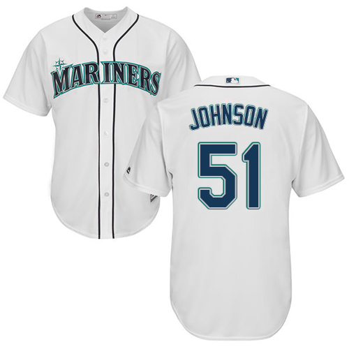 Men's Majestic Seattle Mariners #51 Randy Johnson Replica White Home Cool Base MLB Jersey