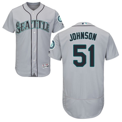 Men's Majestic Seattle Mariners #51 Randy Johnson Authentic Grey Road Cool Base MLB Jersey