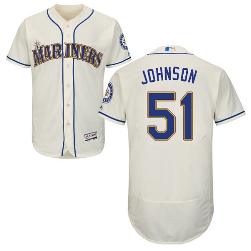 Men's Majestic Seattle Mariners #51 Randy Johnson Cream Flexbase Authentic Collection MLB Jersey