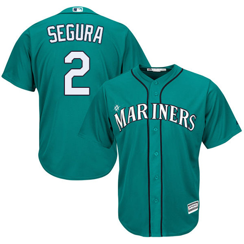 Men's Majestic Seattle Mariners #2 Jean Segura Replica Teal Green Alternate Cool Base MLB Jersey