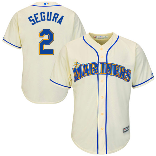 Men's Majestic Seattle Mariners #2 Jean Segura Replica Cream Alternate Cool Base MLB Jersey