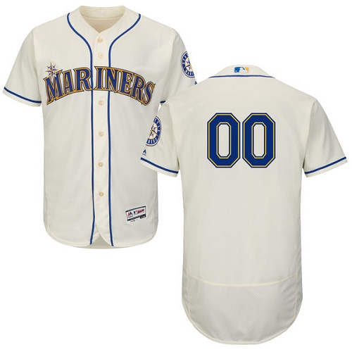 Men's Majestic Seattle Mariners Customized Authentic Cream Alternate Cool Base MLB Jersey