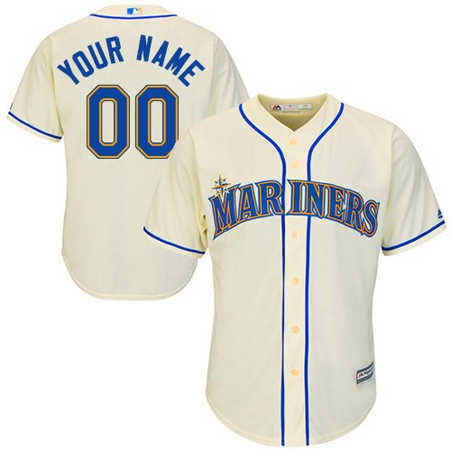 Men's Majestic Seattle Mariners Customized Replica Cream Alternate Cool Base MLB Jersey
