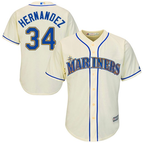 Youth Majestic Seattle Mariners #34 Felix Hernandez Replica Cream Alternate Cool Base MLB Jersey