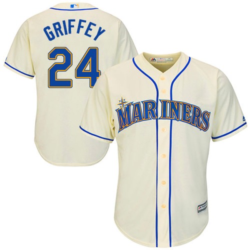 Youth Majestic Seattle Mariners #24 Ken Griffey Replica Cream Alternate Cool Base MLB Jersey