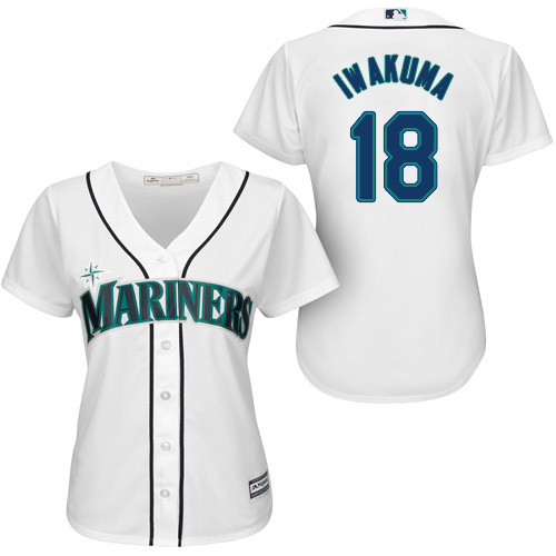 Women's Majestic Seattle Mariners #18 Hisashi Iwakuma Authentic White Home Cool Base MLB Jersey