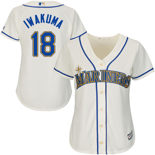 Women's Majestic Seattle Mariners #18 Hisashi Iwakuma Authentic Cream Alternate Cool Base MLB Jersey
