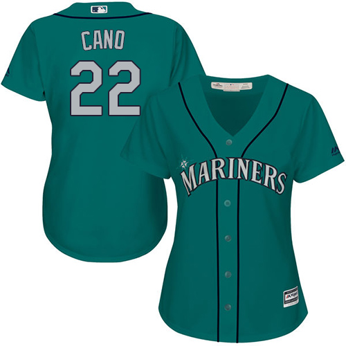 Women's Majestic Seattle Mariners #22 Robinson Cano Replica Teal Green Alternate Cool Base MLB Jersey