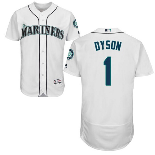 Men's Majestic Seattle Mariners #1 Jarrod Dyson White Flexbase Authentic Collection MLB Jersey
