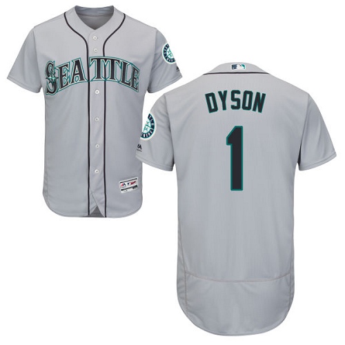Men's Majestic Seattle Mariners #1 Jarrod Dyson Grey Flexbase Authentic Collection MLB Jersey