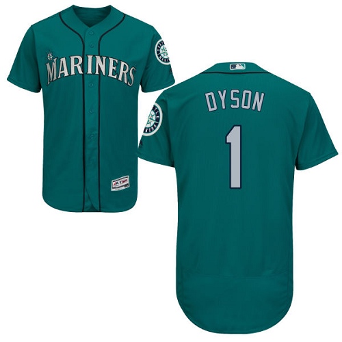 Men's Majestic Seattle Mariners #1 Jarrod Dyson Teal Green Flexbase Authentic Collection MLB Jersey