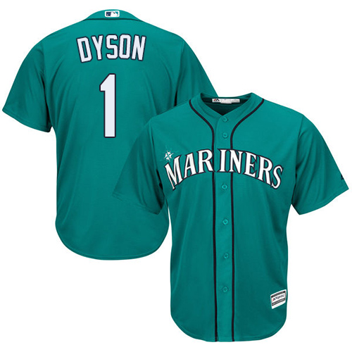 Men's Majestic Seattle Mariners #1 Jarrod Dyson Replica Teal Green Alternate Cool Base MLB Jersey