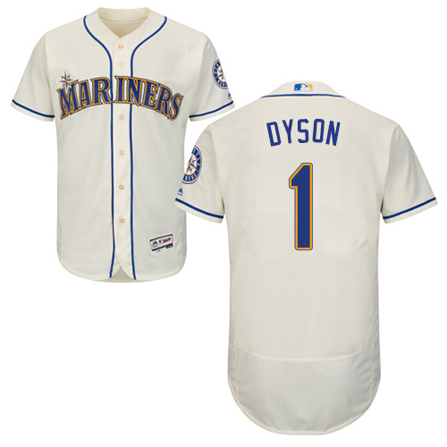 Men's Majestic Seattle Mariners #1 Jarrod Dyson Cream Flexbase Authentic Collection MLB Jersey