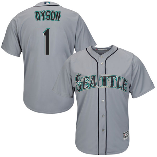 Youth Majestic Seattle Mariners #1 Jarrod Dyson Authentic Grey Road Cool Base MLB Jersey