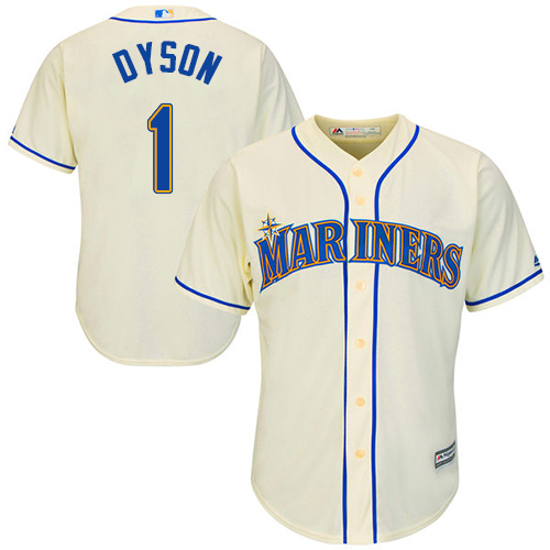 Youth Majestic Seattle Mariners #1 Jarrod Dyson Replica Cream Alternate Cool Base MLB Jersey