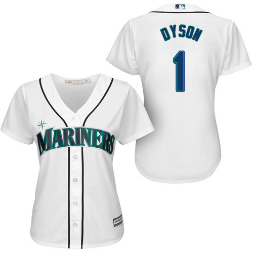 Women's Majestic Seattle Mariners #1 Jarrod Dyson Replica White Home Cool Base MLB Jersey