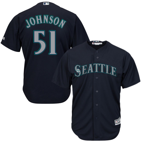 Youth Majestic Seattle Mariners #51 Randy Johnson Authentic Navy Blue Alternate 2 Cool Base MLB Jersey