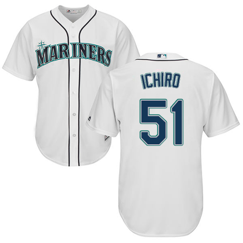 Youth Majestic Seattle Mariners #51 Ichiro Suzuki Replica White Home Cool Base MLB Jersey
