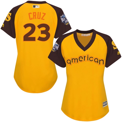 Women's Majestic Seattle Mariners #23 Nelson Cruz Authentic Yellow 2016 All-Star American League BP Cool Base MLB Jersey