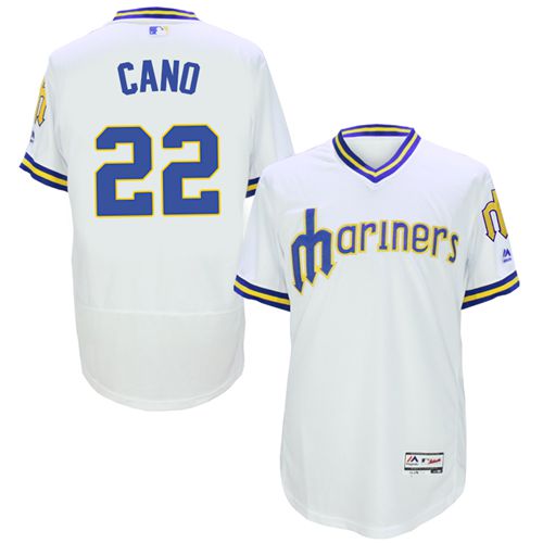 Men's Majestic Seattle Mariners #22 Robinson Cano White Flexbase Authentic Collection Cooperstown MLB Jersey