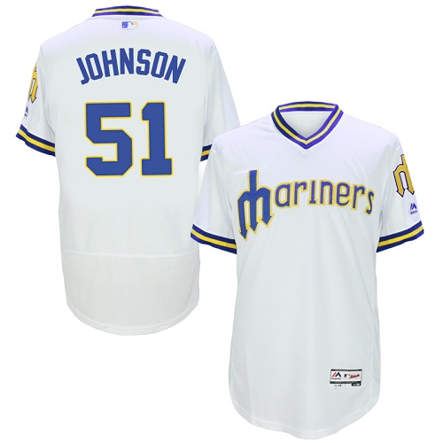 Men's Majestic Seattle Mariners #51 Randy Johnson White Flexbase Authentic Collection Cooperstown MLB Jersey