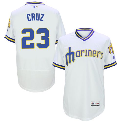 Men's Majestic Seattle Mariners #23 Nelson Cruz White Flexbase Authentic Collection Cooperstown MLB Jersey