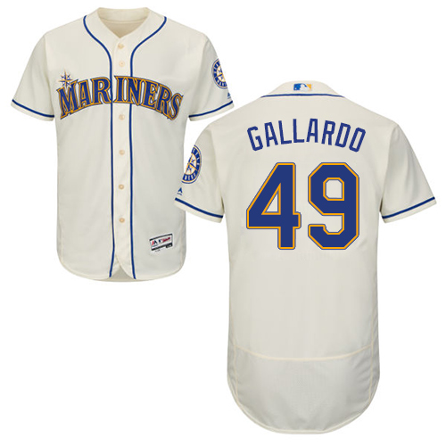 Men's Majestic Seattle Mariners #49 Yovani Gallardo Cream Flexbase Authentic Collection MLB Jersey