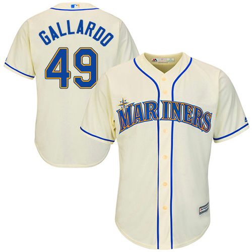 Men's Majestic Seattle Mariners #49 Yovani Gallardo Replica Cream Alternate Cool Base MLB Jersey