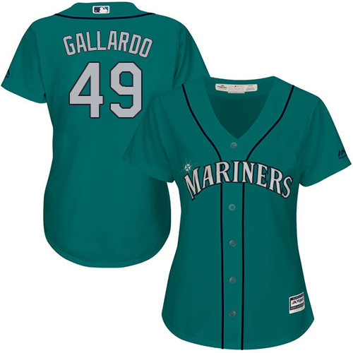 Women's Majestic Seattle Mariners #49 Yovani Gallardo Authentic Teal Green Alternate Cool Base MLB Jersey