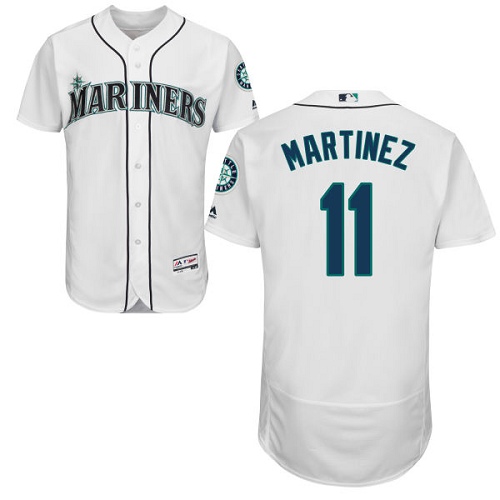 Men's Majestic Seattle Mariners #11 Edgar Martinez White Flexbase Authentic Collection MLB Jersey