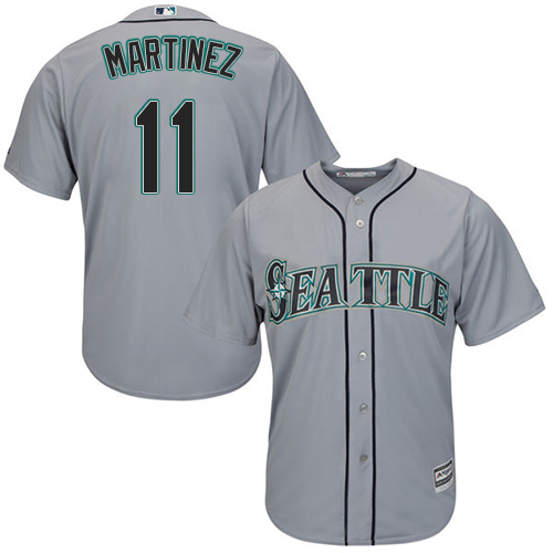 Men's Majestic Seattle Mariners #11 Edgar Martinez Replica Grey Road Cool Base MLB Jersey